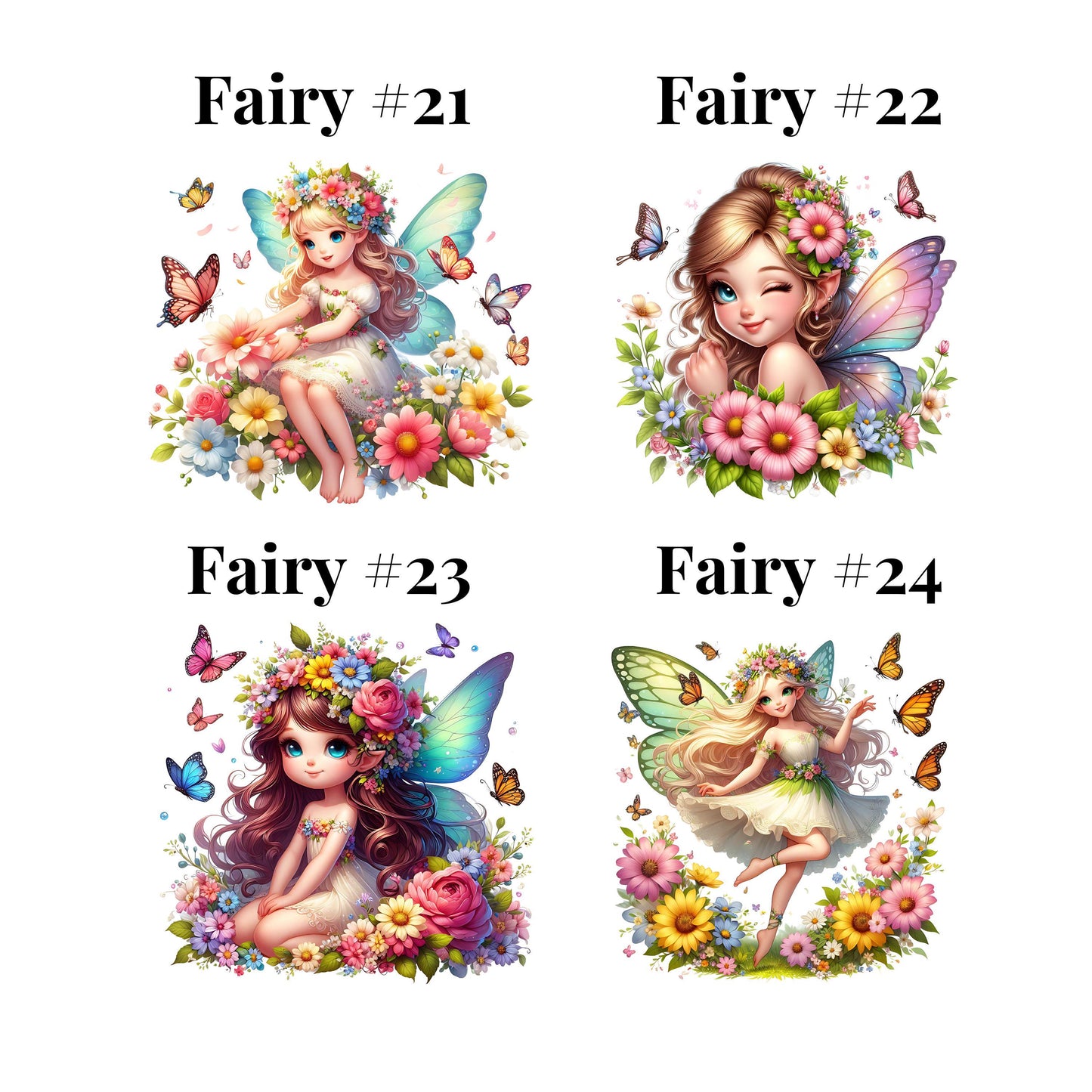 UV DTF Sticker print. 24 different Watercolor Fairy decals, tumbler decal, permanent sticker, tumbler. #10094