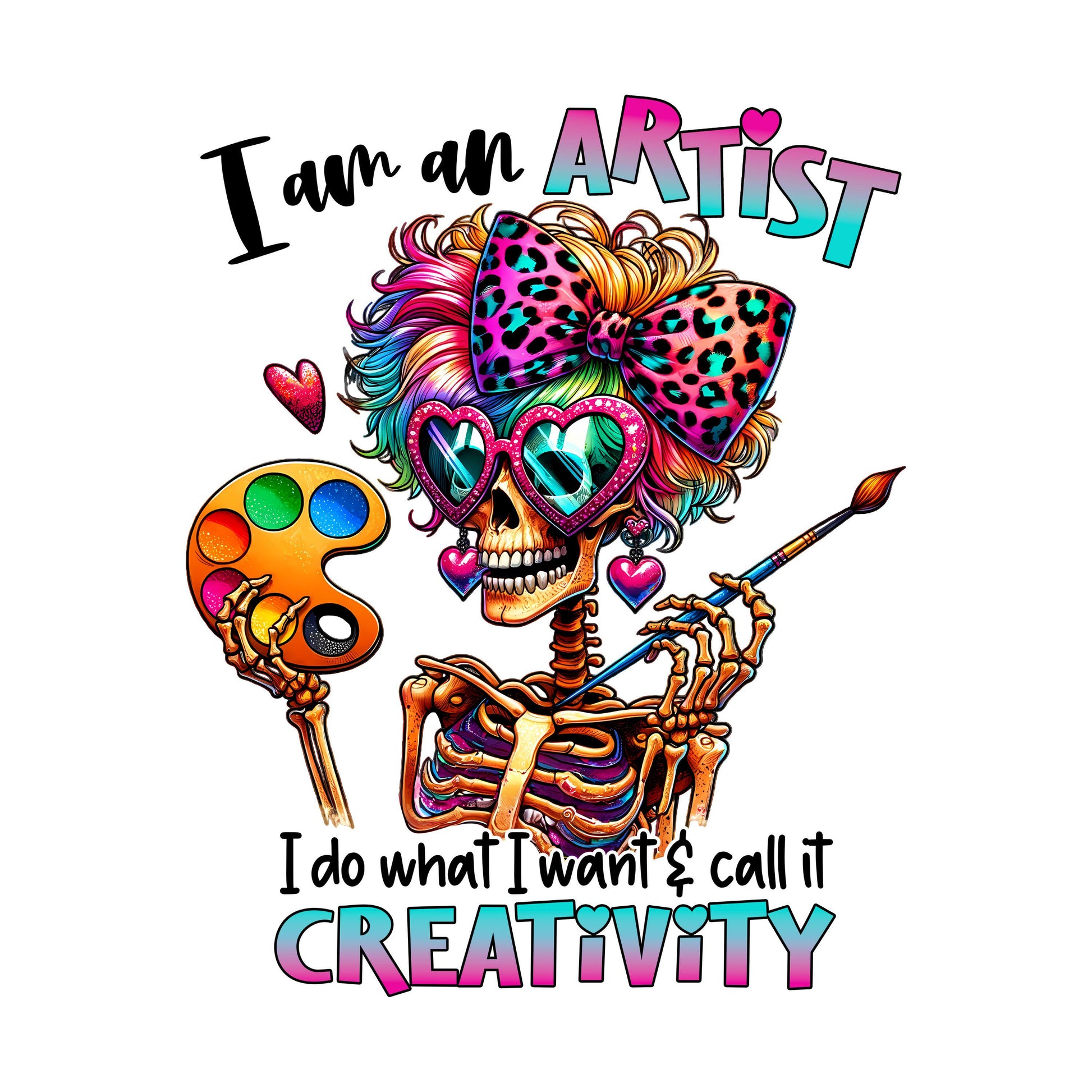 UV DTF Sticker print. Skeleton Artist I am an Artist Sarcastic decal permanent sticker. Uv wrap for glass can tumbler. #4289