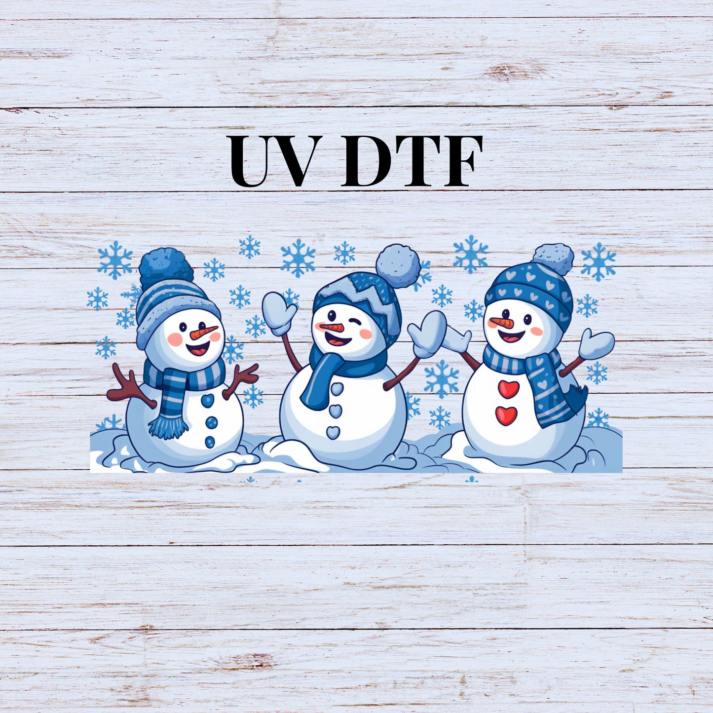 UV DTF Sticker print. Snowman Wonderland Christmas wrap, tumbler decal. UV wrap for glass can tumbler.#7220