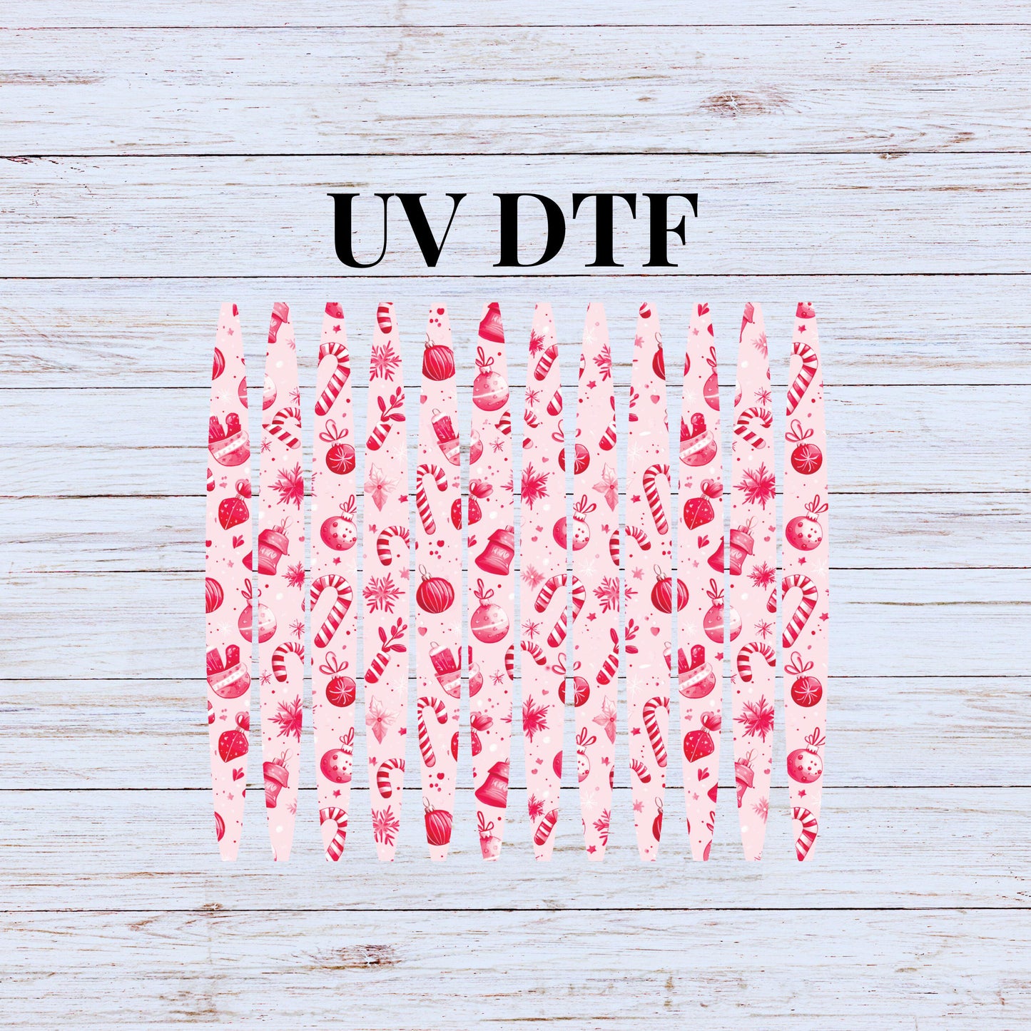 UV DTF Sticker print. Pink Candy Cane stripe pattern template wrap for 20 oz tumblers or diy project made with UV dtf decals. #7223