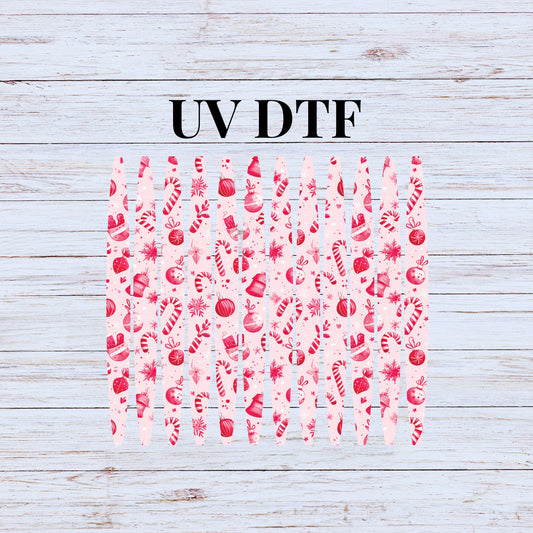 UV DTF Sticker print. Pink Candy Cane stripe pattern template wrap for 20 oz tumblers or diy project made with UV dtf decals. #7223