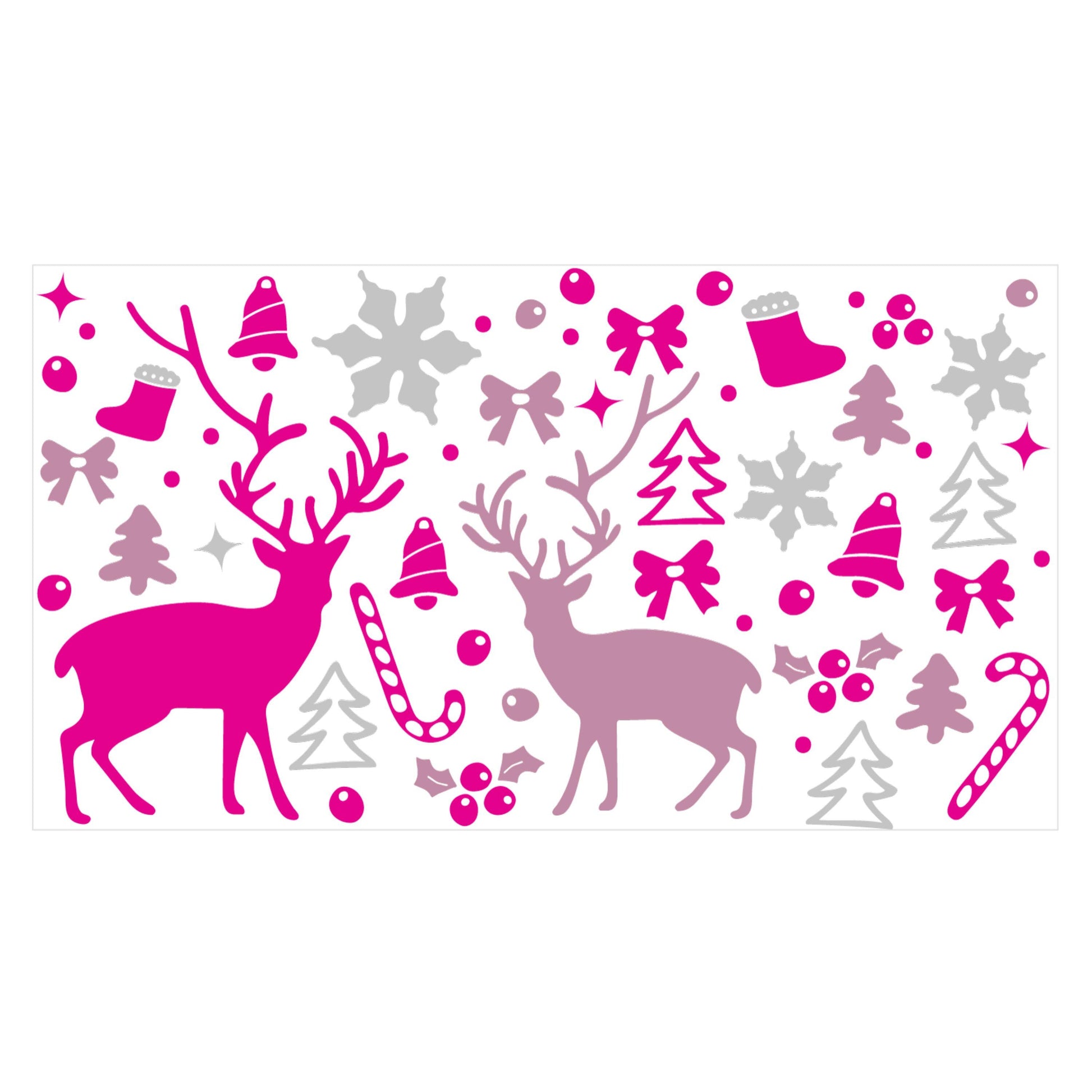 UV DTF Sticker prints. Pink Deer Christmas element sheet wrap decal, permanent sticker. #7227