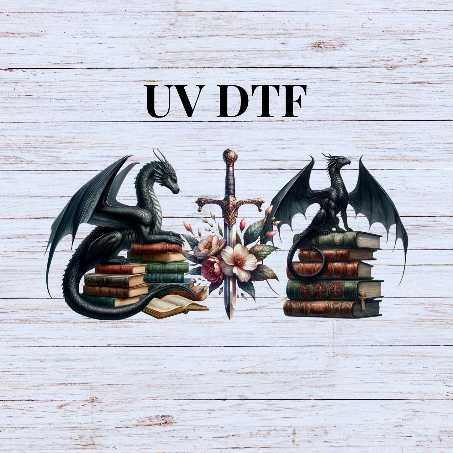 UV DTF Sticker print. Dragon Medieval wrap decal, tumbler decal. UV wrap for glass can tumbler. #5227