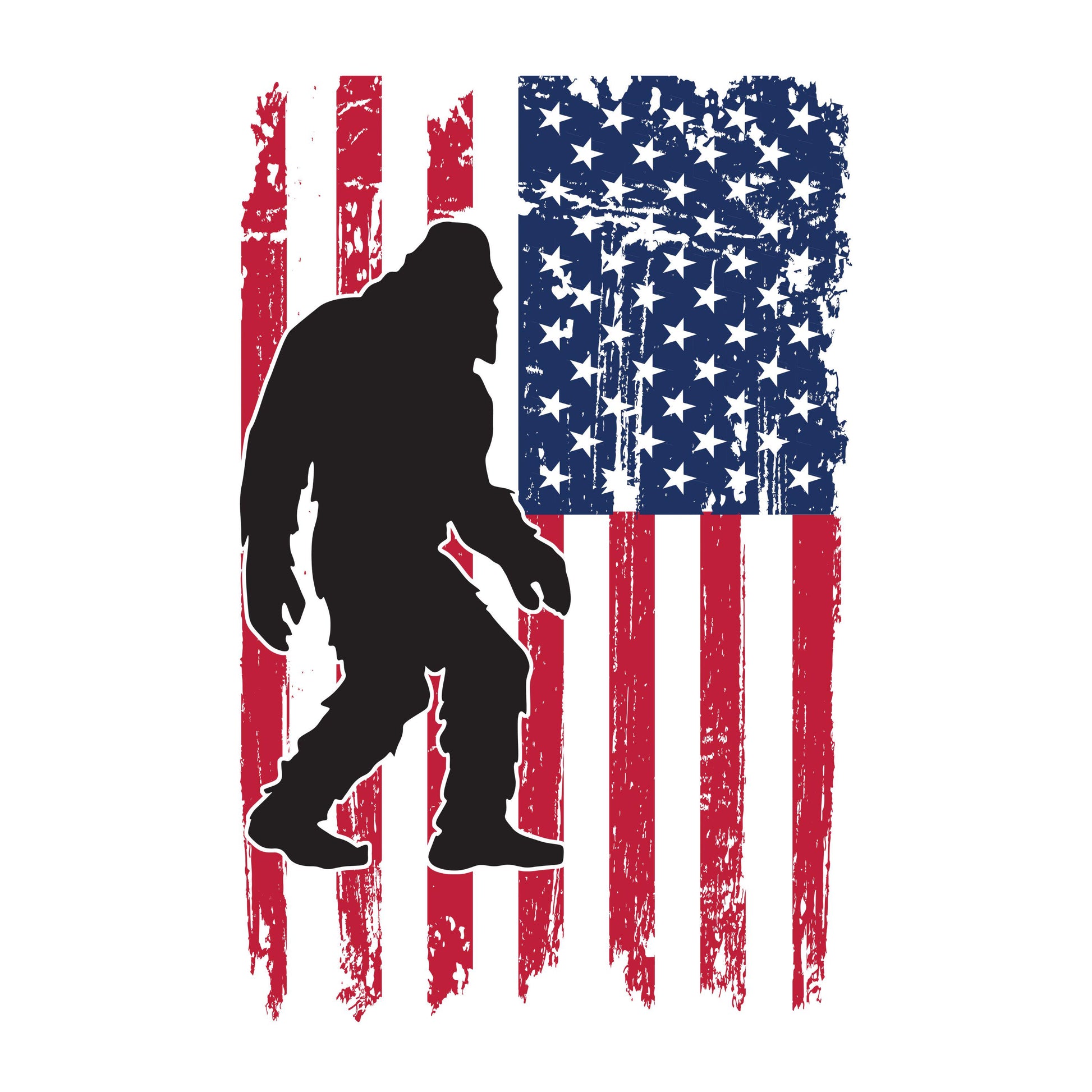 UV DTF Sticker print American flag sasquatch decal, tumbler decal, permanent sticker. #10100