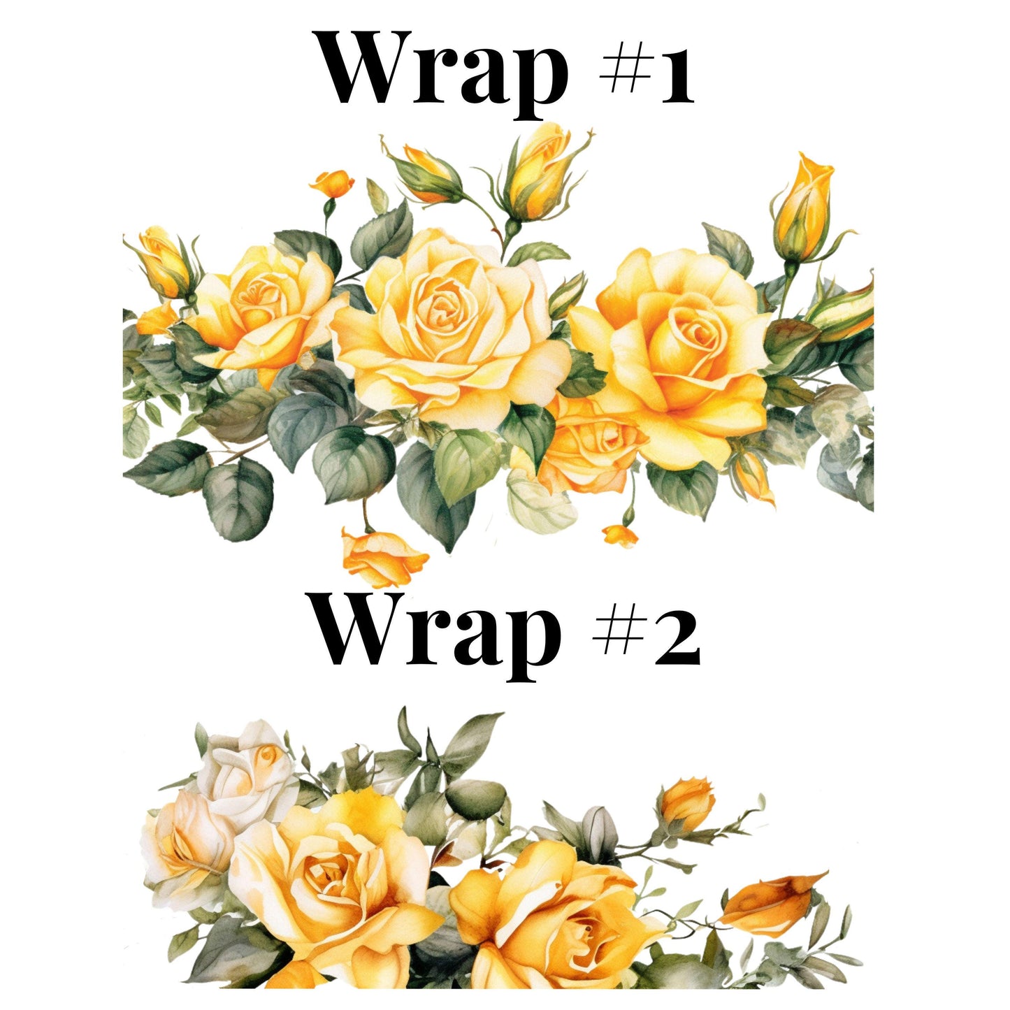 UV DTF Sticker print. Yellow roses wrap decal, tumbler decal. UV wrap for glass can tumbler. #5235