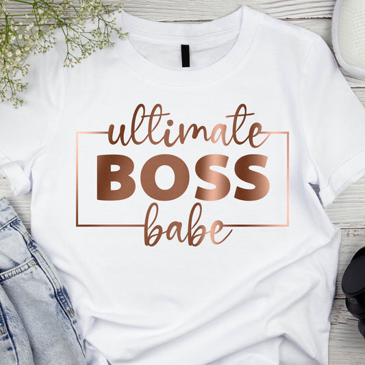 DTF ready to press transfer. Ultimate Boss Babe rose gold. Direct to film heat press transfer. DTF Print, Heat Transfer #11003