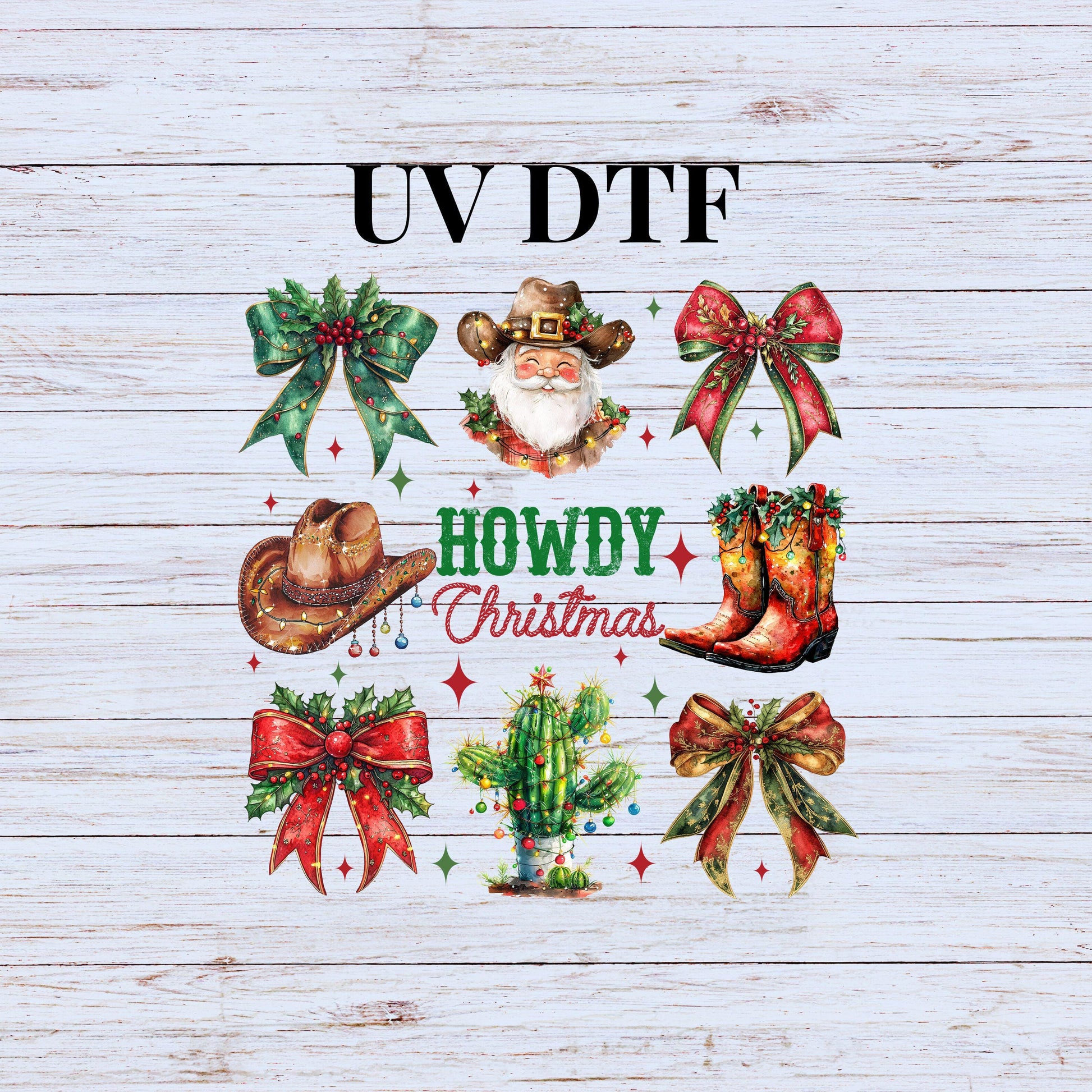 UV DTF Sticker print Howdy Christmas croquette decal, tumbler decal, permanent sticker. #7235