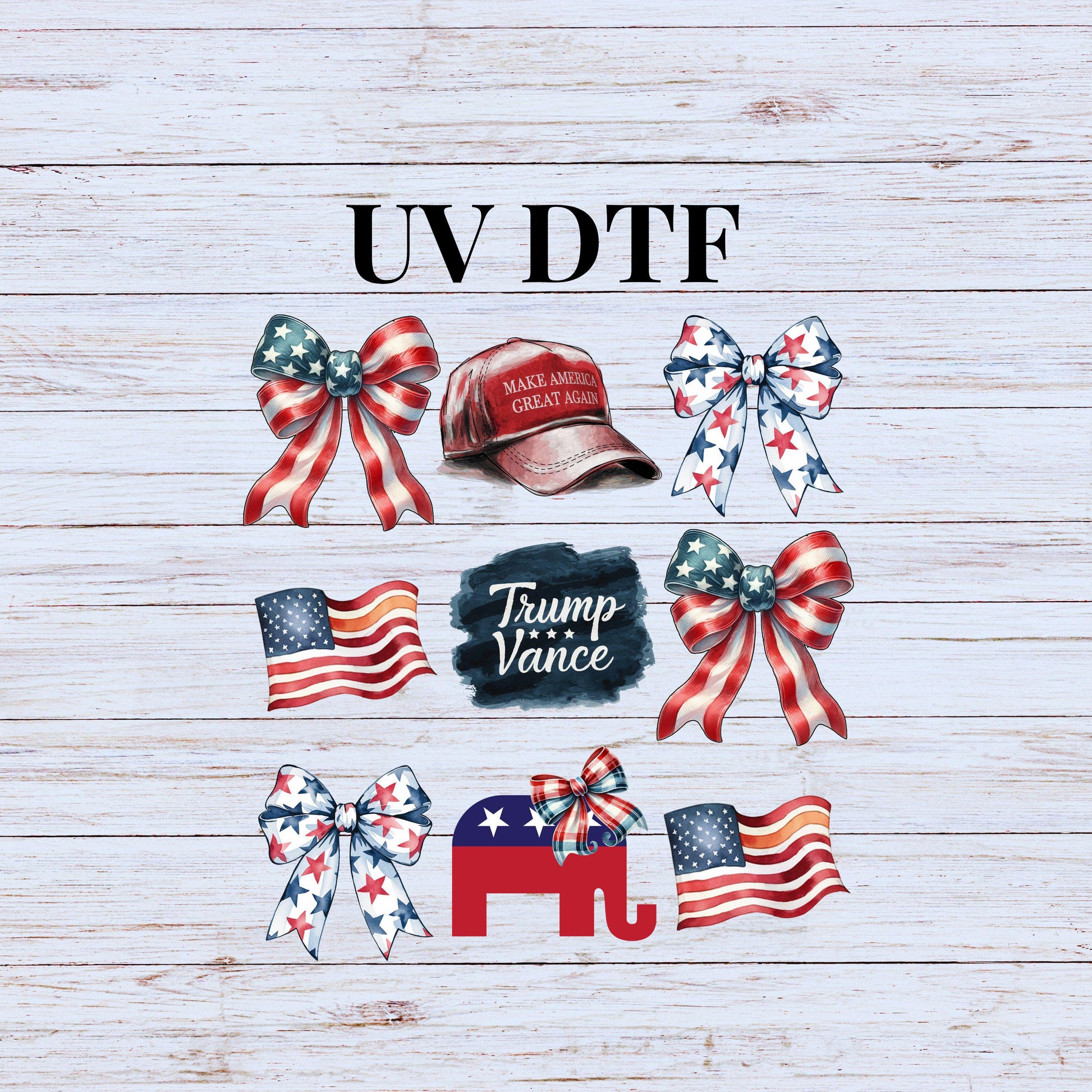 UV DTF Sticker print. Trump croquette make America great again decal, tumbler decal, permanent sticker. Uv wrap for glass can tumbler. #4298