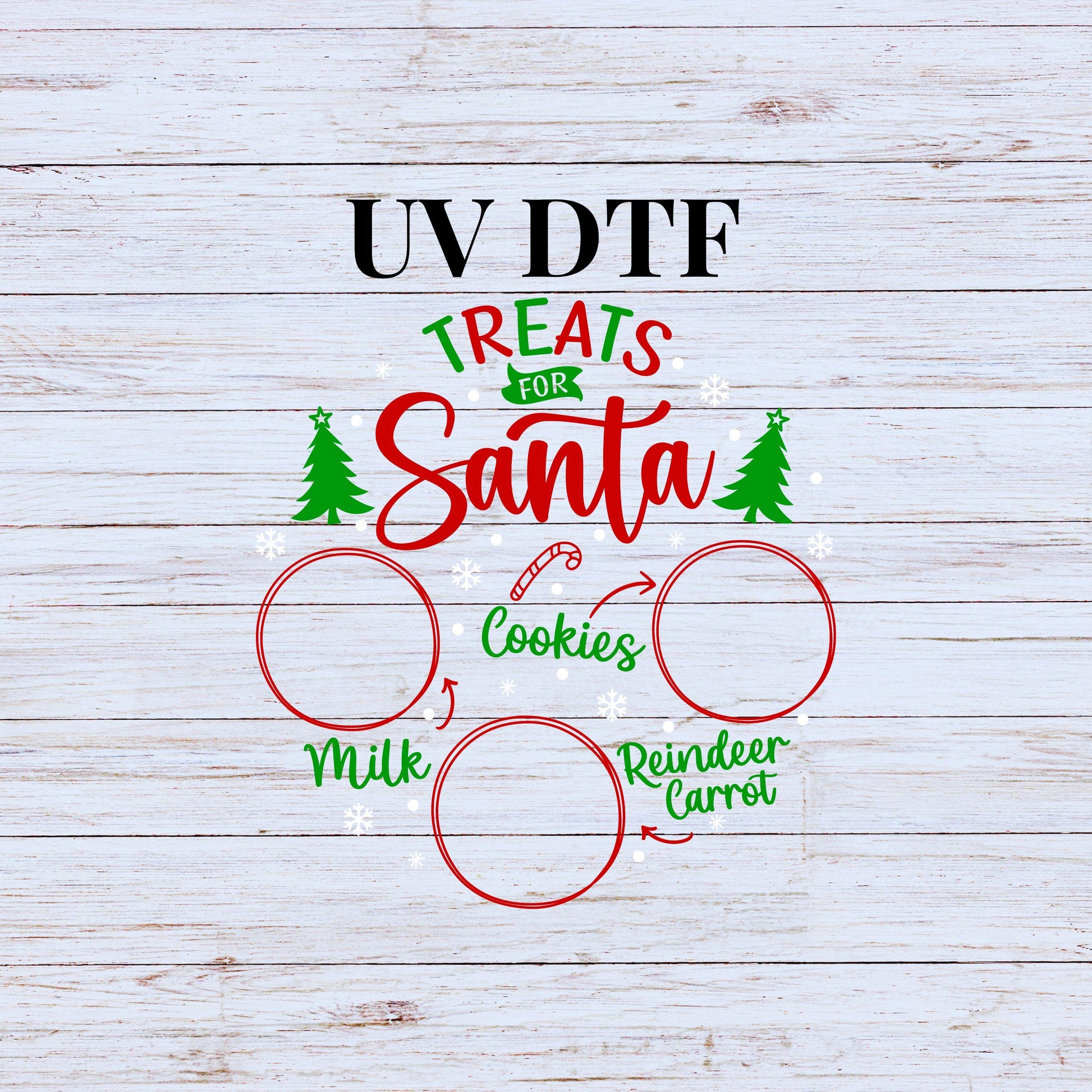 UV DTF Sticker print Santa's cookies and milk tray Christmas decals, tumbler decal, permanent sticker.#7238