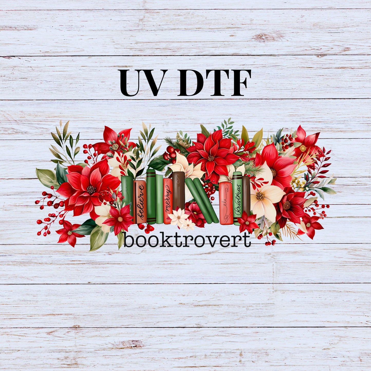 UV DTF Sticker print. Booktrovert flower wrap decal, tumbler decal. UV wrap for glass can tumbler. #5228