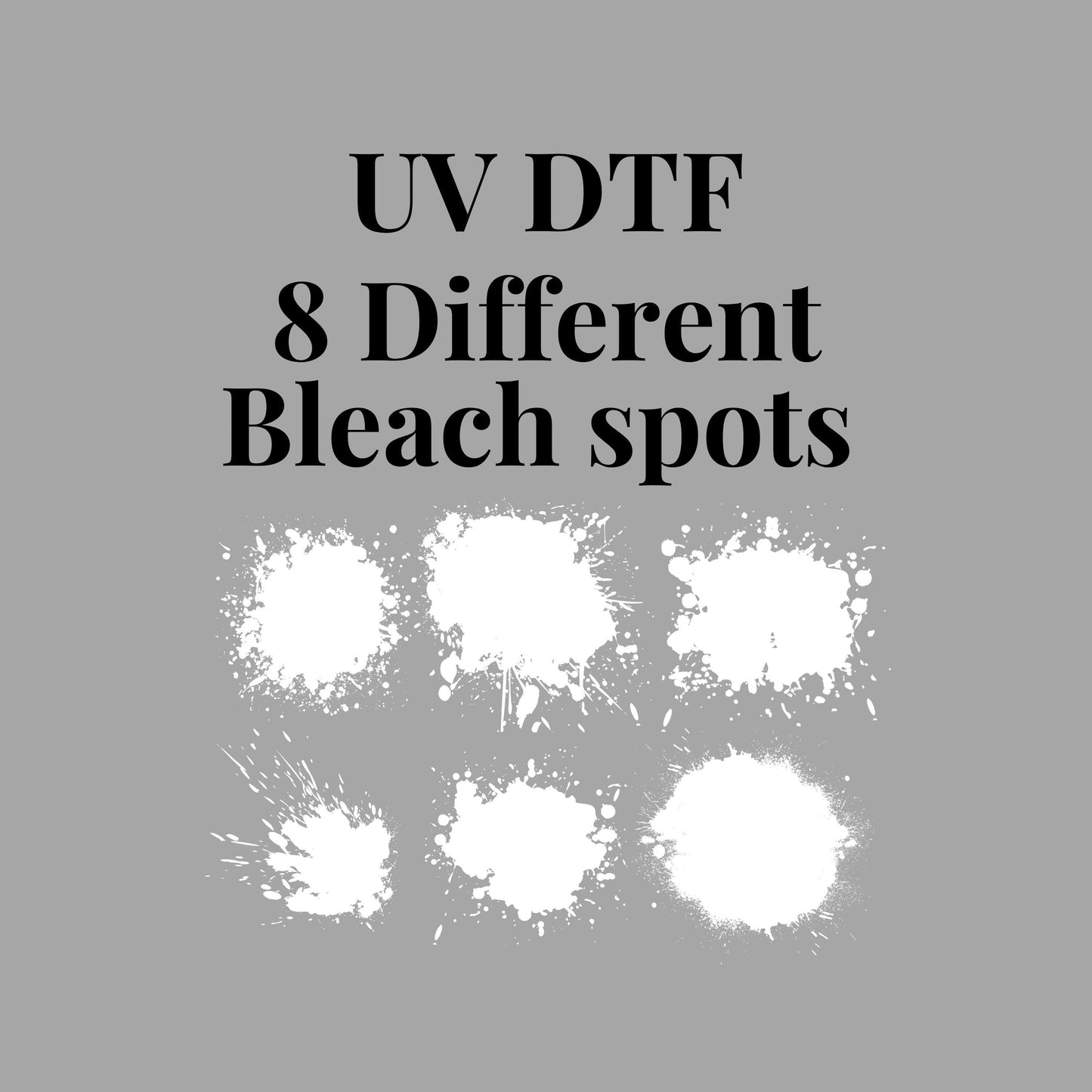 UV DTF Sticker prints. Bleach spot variety of decals, permanent sticker. UV wrap for glass can tumbler. #10099