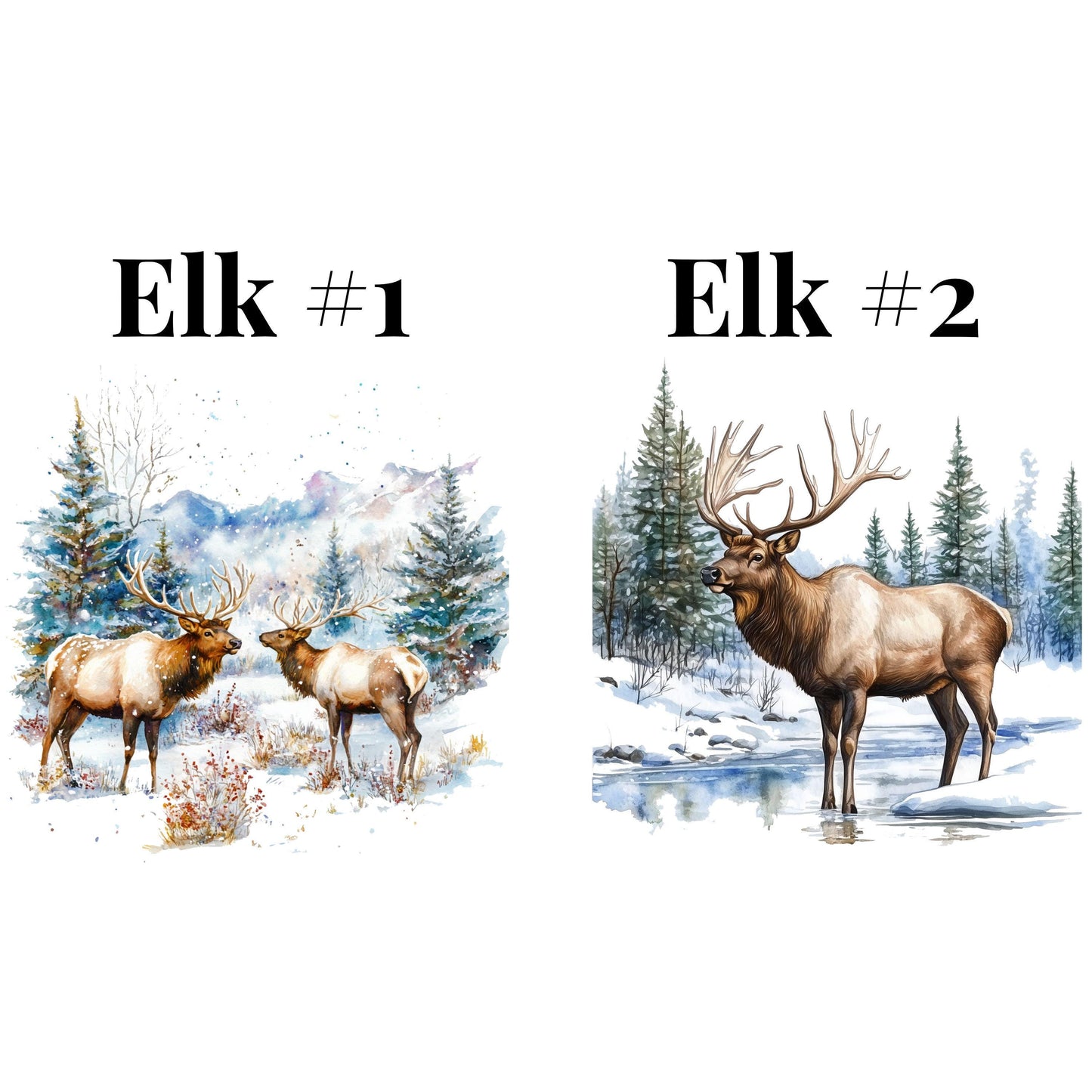 UV DTF Sticker print. Winter Elk scene decal, tumbler decal, permanent sticker. UV wrap for glass can tumbler. #9028