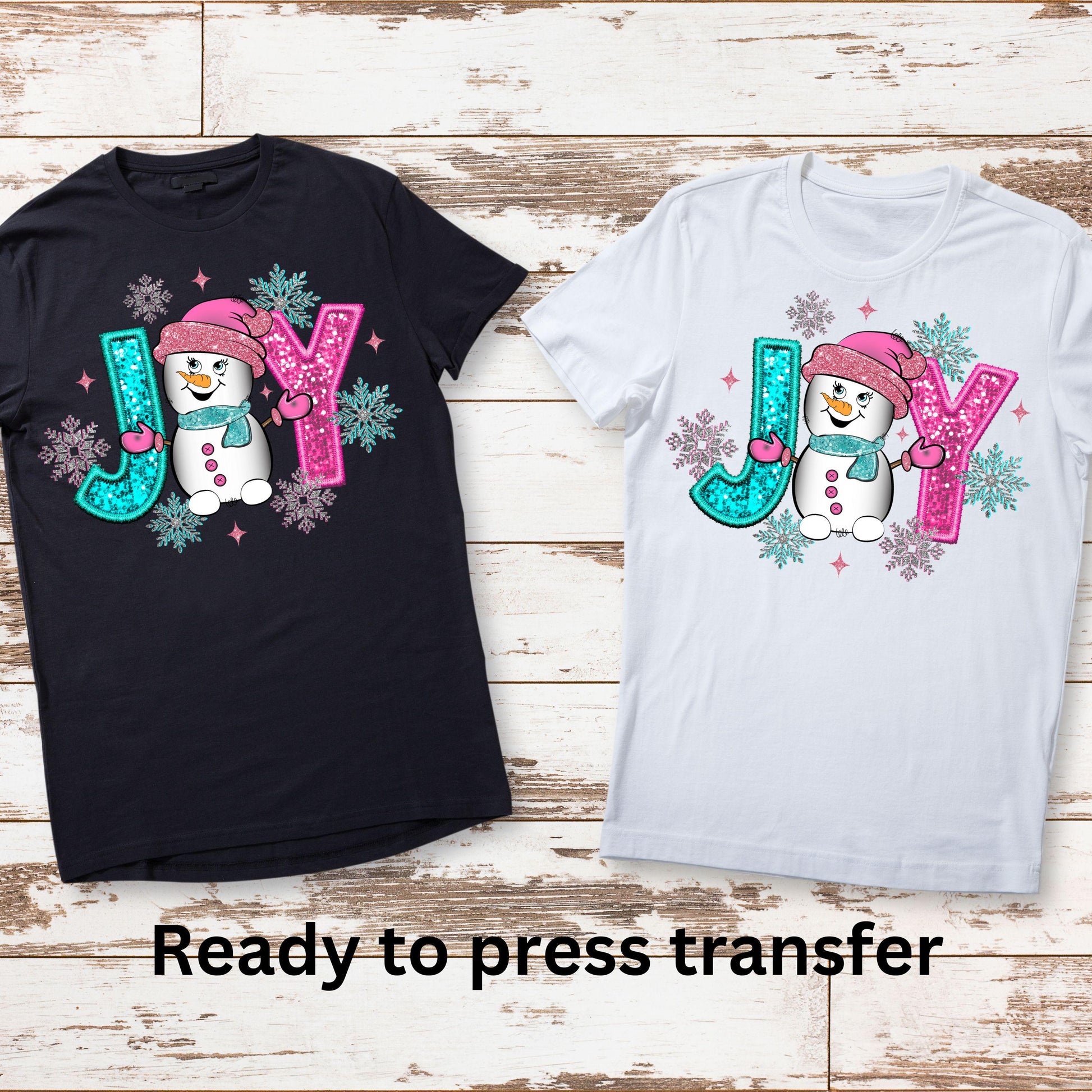 DTF ready to press transfer. Joy Snowman with snowflakes Christmas. Direct to film heat press transfer. DTF Print, Heat Transfer#11171