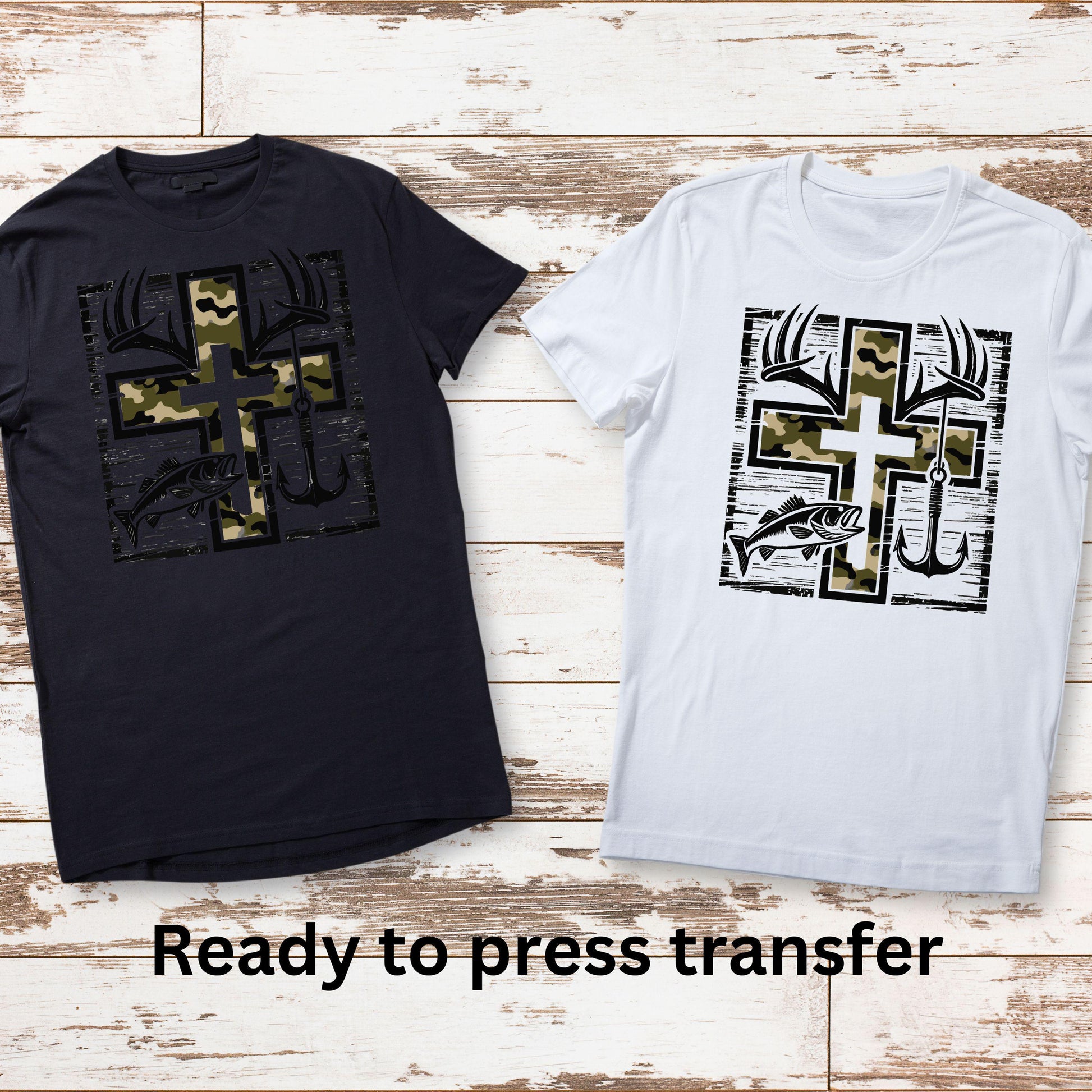 DTF ready to press transfer. Camo Cross Square Hunters Fisherman, Direct to film heat press transfer. DTF Print, Heat Transfer #11128