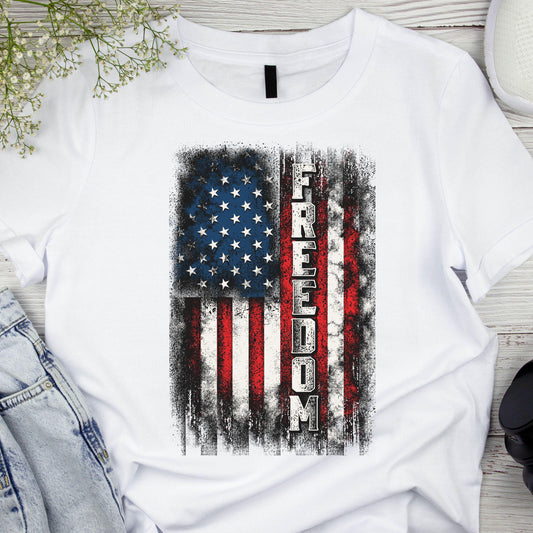 DTF ready to press transfer. Freedom Flag distressed, Direct to film heat press transfer. DTF Print, Heat Transfer #11202