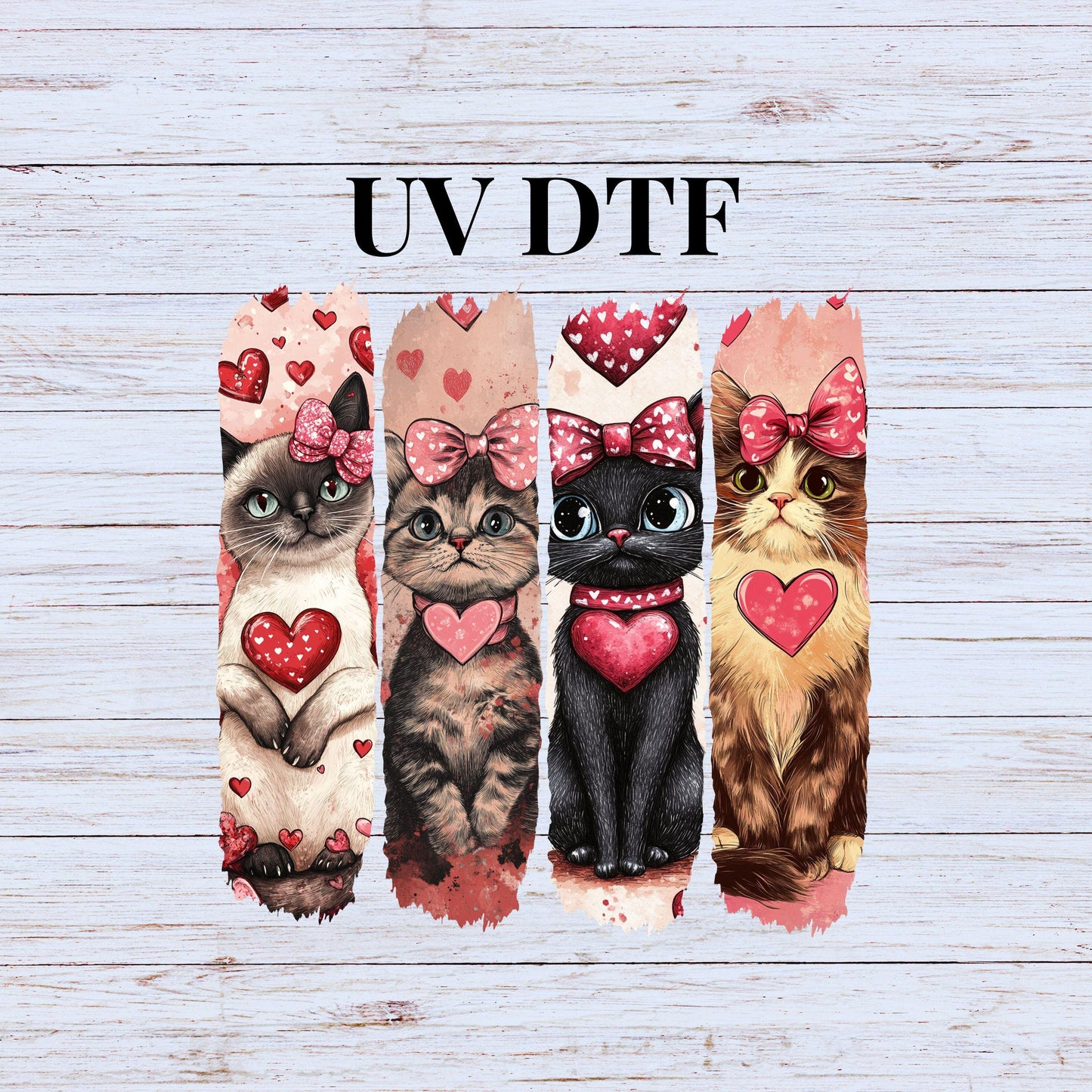 UV DTF Sticker print. Valentine Cat croquette decal, tumbler decal, permanent sticker. UV decal #7252