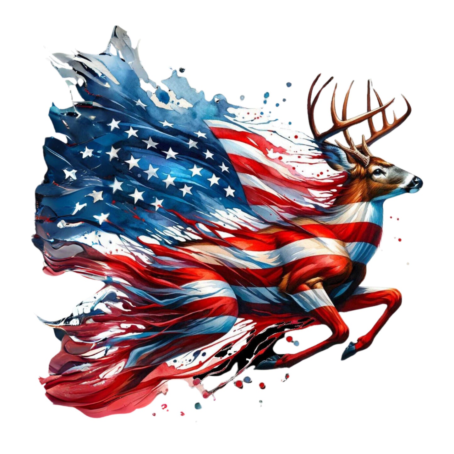 UV DTF Sticker print American Flag Deer Running decal, tumbler decal, permanent sticker. #1045