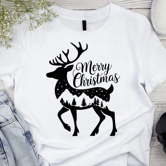 DTF ready to press transfer. Merry Christmas deer transfer. Direct to film heat press transfer. DTF Print, Heat Transfer #11174