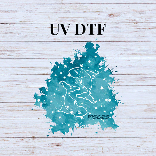 UV DTF Sticker print. Blue zodiac sign decal, tumbler decal, permanent sticker. #4328