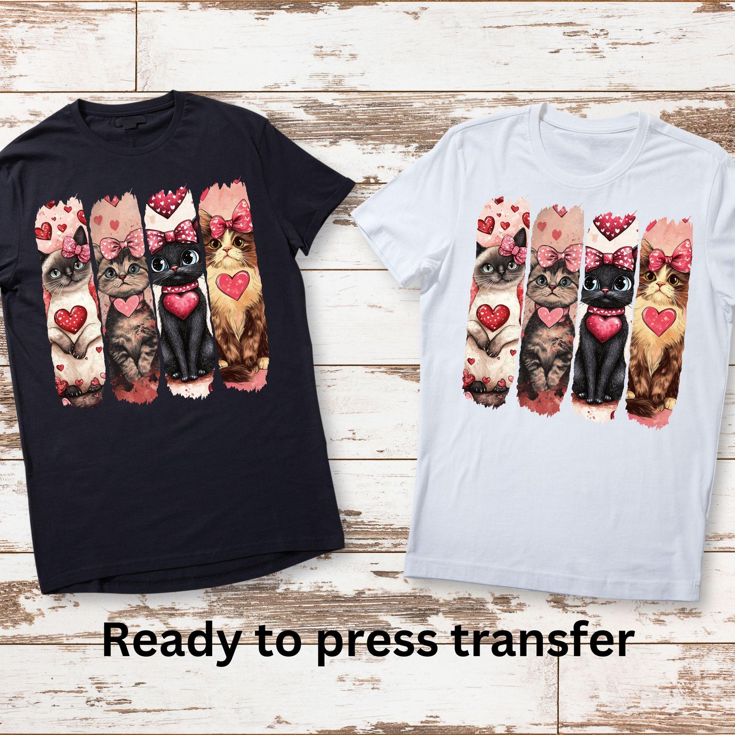 DTF ready to press transfer. Valentine cat Croquette , Direct to film heat press transfer. DTF Print, Heat Transfer #11196