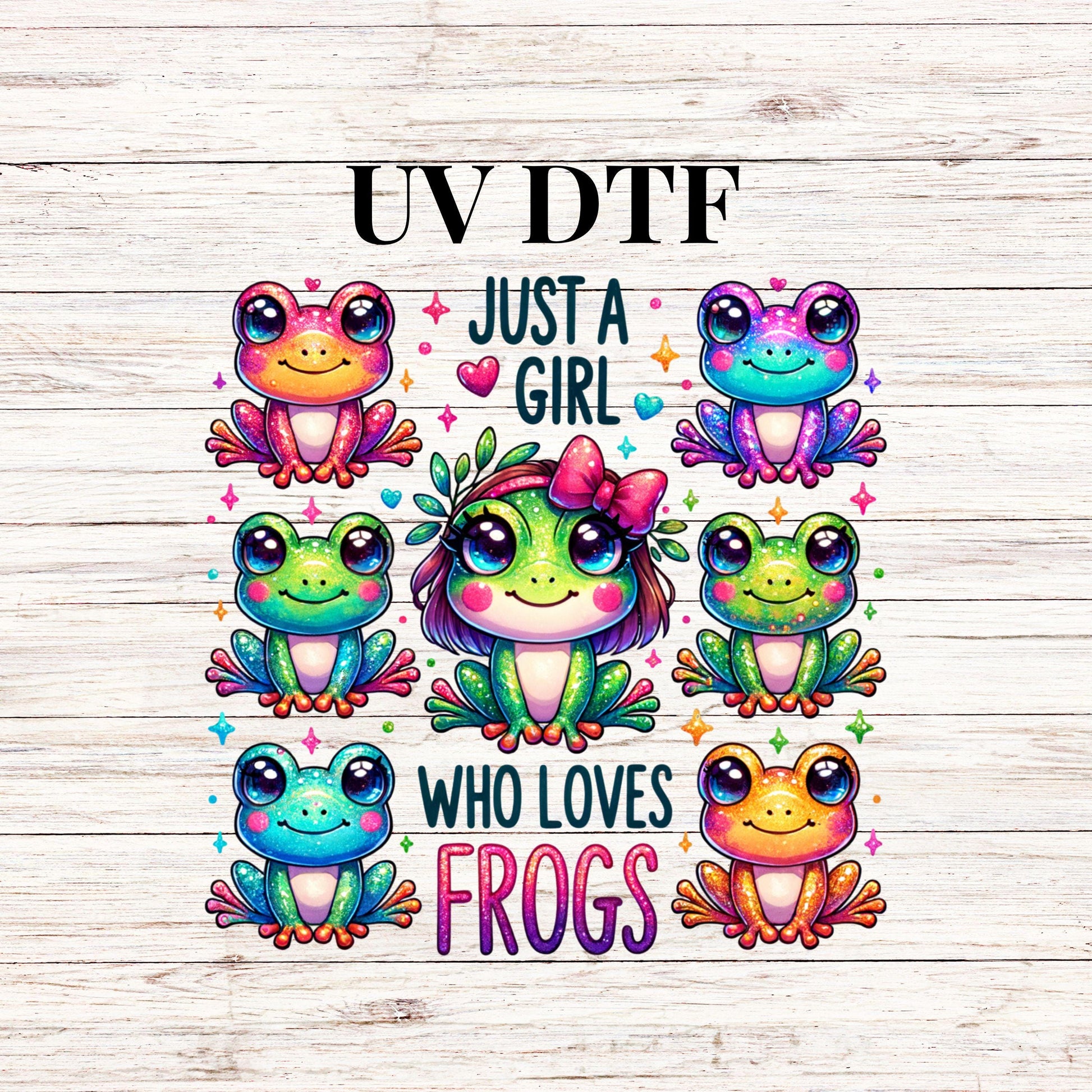 UV DTF Sticker print Just a girl that loves frogs cute frogs Element sheet decal, tumbler decal #4334