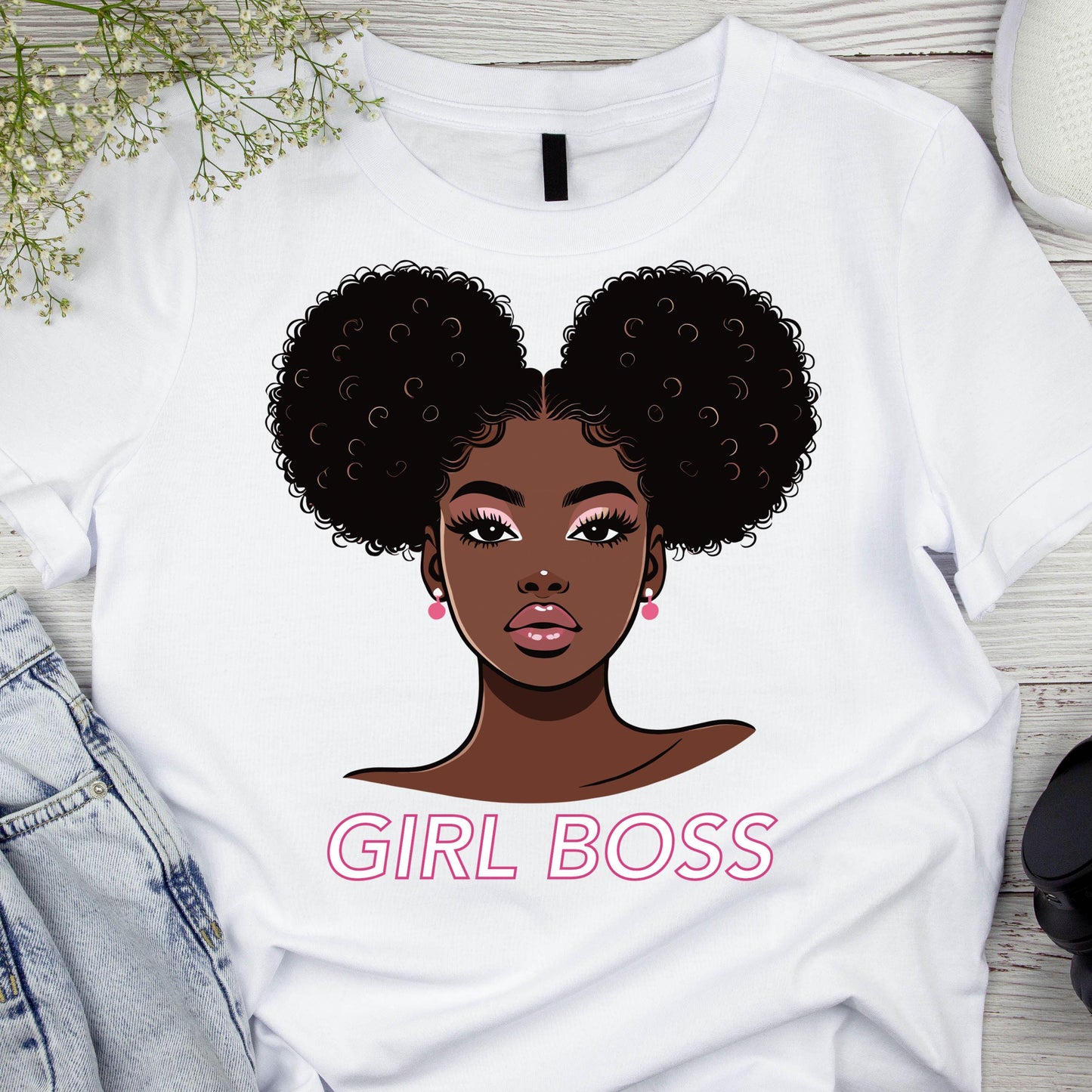 DTF ready to press transfer. Girl Boss black girl magic melanin poppin , Direct to film heat press transfer. DTF Print #11256