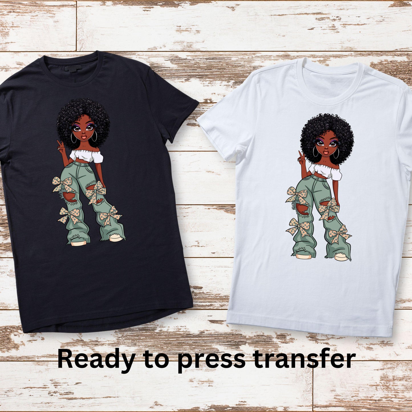 DTF ready to press transfer. I am her sassy black girl magic melanin poppin , Direct to film heat press transfer. DTF Print #11257