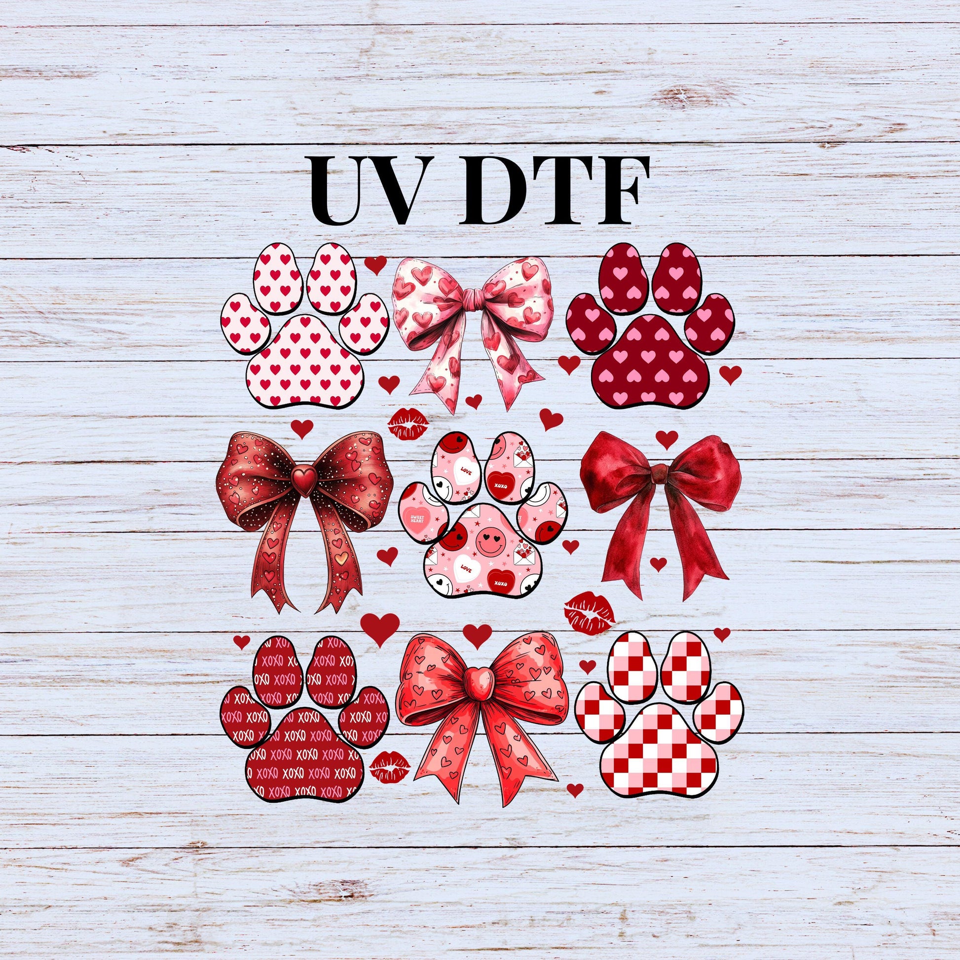 UV DTF Sticker print. Dog Valentine croquette decal, tumbler decal, permanent sticker. UV decal #7253