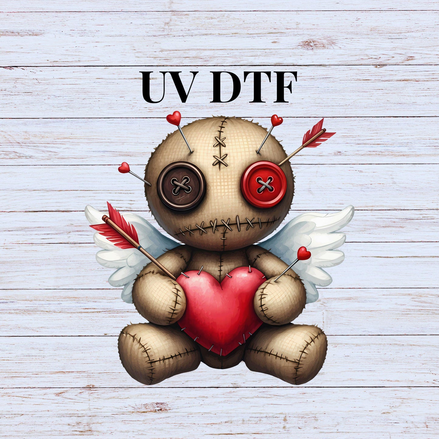 UV DTF Sticker print. Anti Valentine VooDoo Doll decal, tumbler decal, permanent sticker. UV wrap for glass can tumbler. #7255