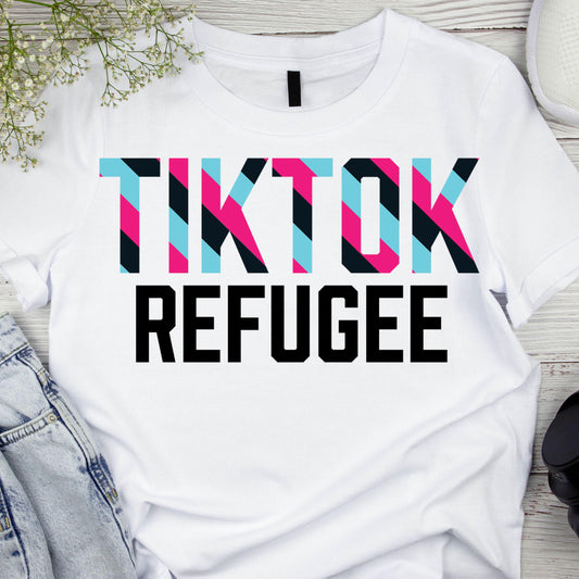 DTF ready to press transfer. Tiktok refugee , Direct to film heat press transfer. DTF Print, #11270