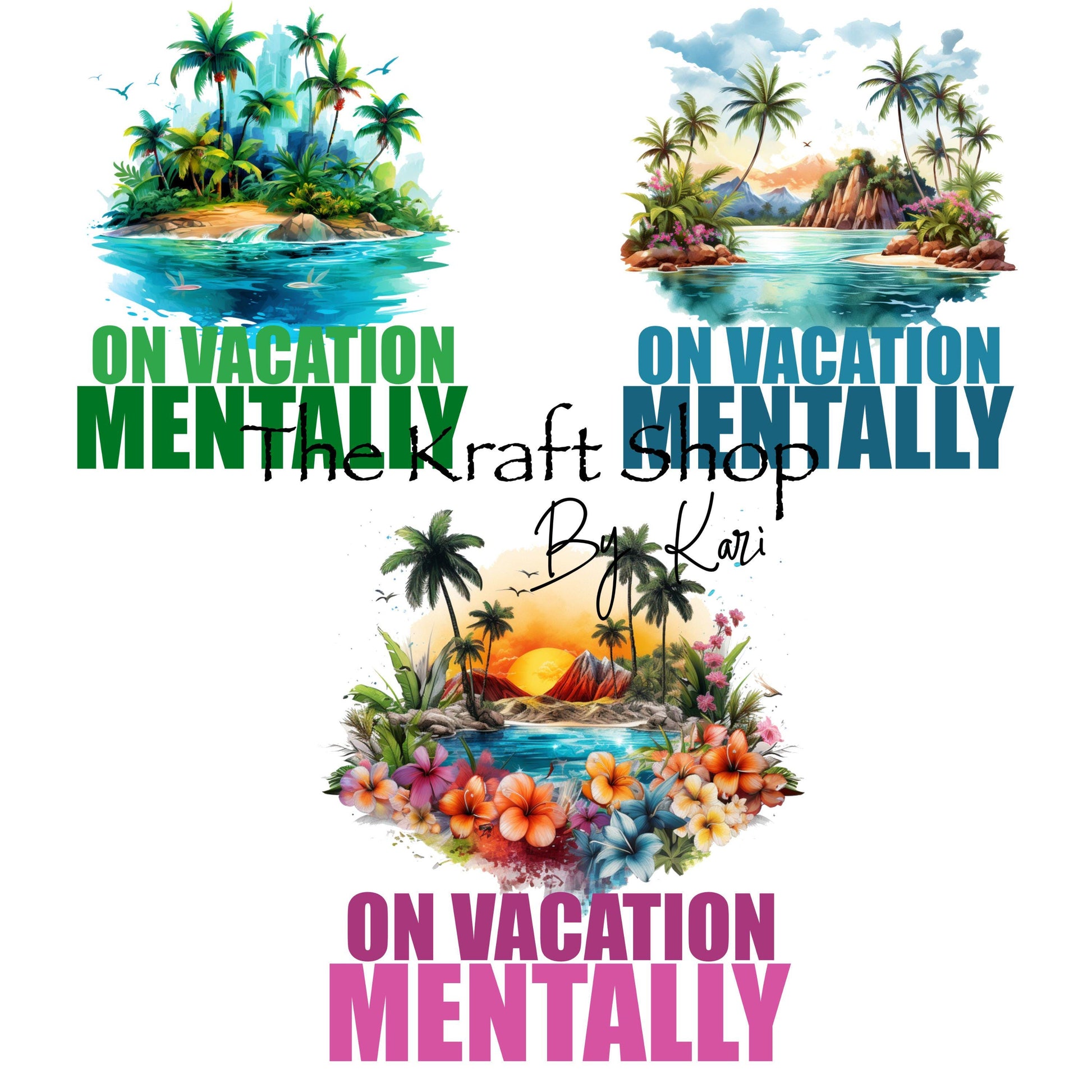 UV DTF Sticker print. On vacation mentally sunset beach decal, tumbler decal, permanent sticker. UV wrap for glass can tumbler. #4335