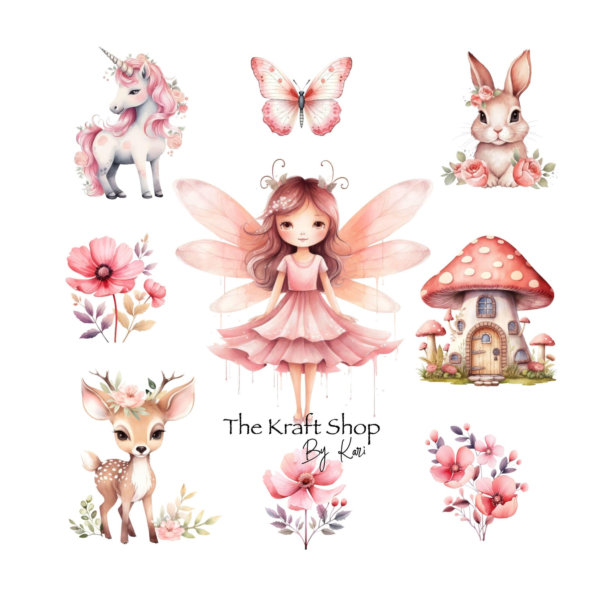 UV DTF Sticker print Pink Nature Fairy Element sheet decal, tumbler decal #10125