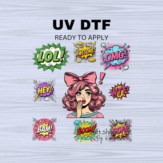 UV DTF Sticker print Pop Art sassy girls variety of Element sheets decals, tumbler decal #10128