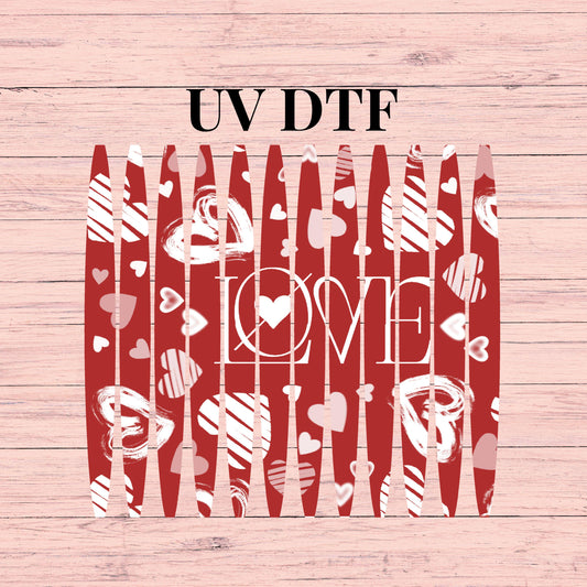 UV DTF Sticker print. Red Love Valentines Day stripe pattern template wrap for 20 oz tumblers or diy project made with UV dtf decals. #7266