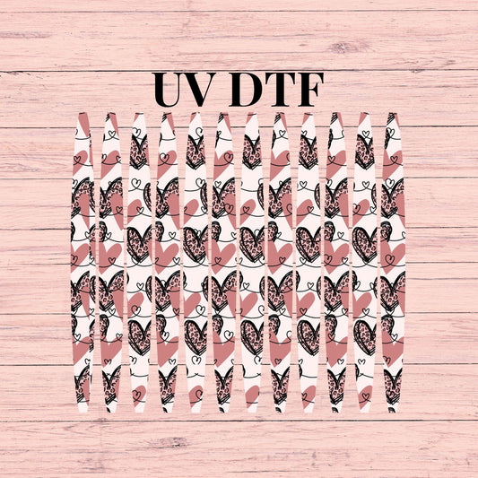 UV DTF Sticker print. Leopards hearts Valentines Day stripe pattern template wrap for 20 oz tumblers or diy project UV dtf decals #7267