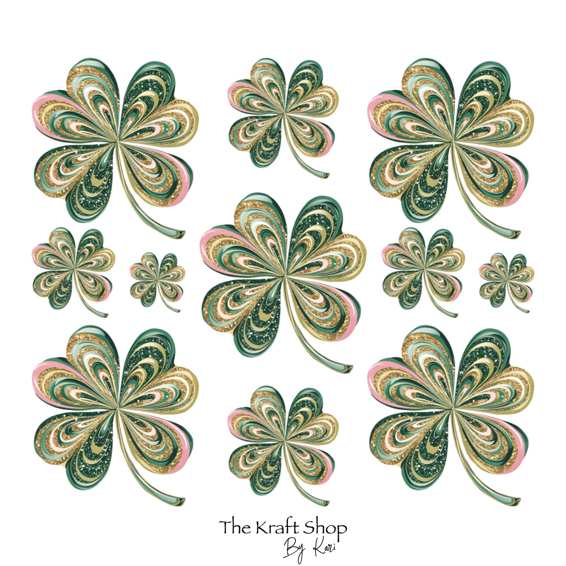 UV DTF Sticker print. St Patrick's Day Fake glitter shamrocks clovers element bundle of decals tumbler decal. #10139