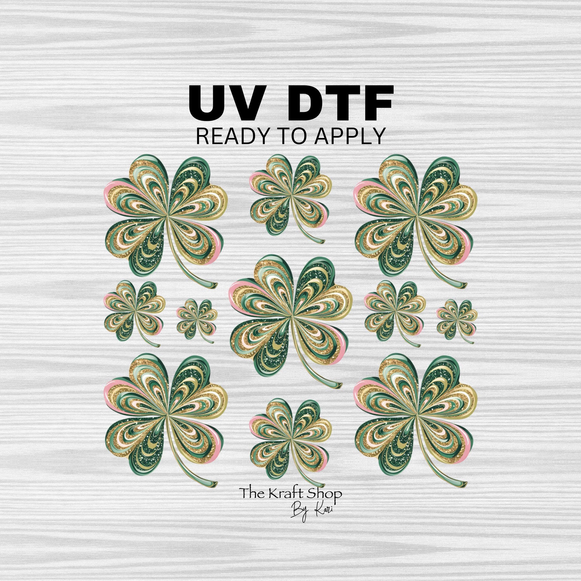 UV DTF Sticker print. St Patrick's Day Fake glitter shamrocks clovers element bundle of decals tumbler decal. #10139