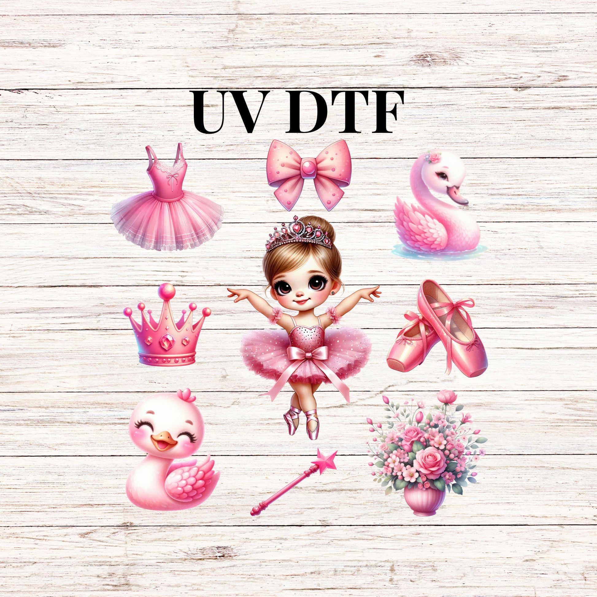 UV DTF Sticker print Pink Cute Ballerina ballet Element sheet decal, tumbler decal #10118