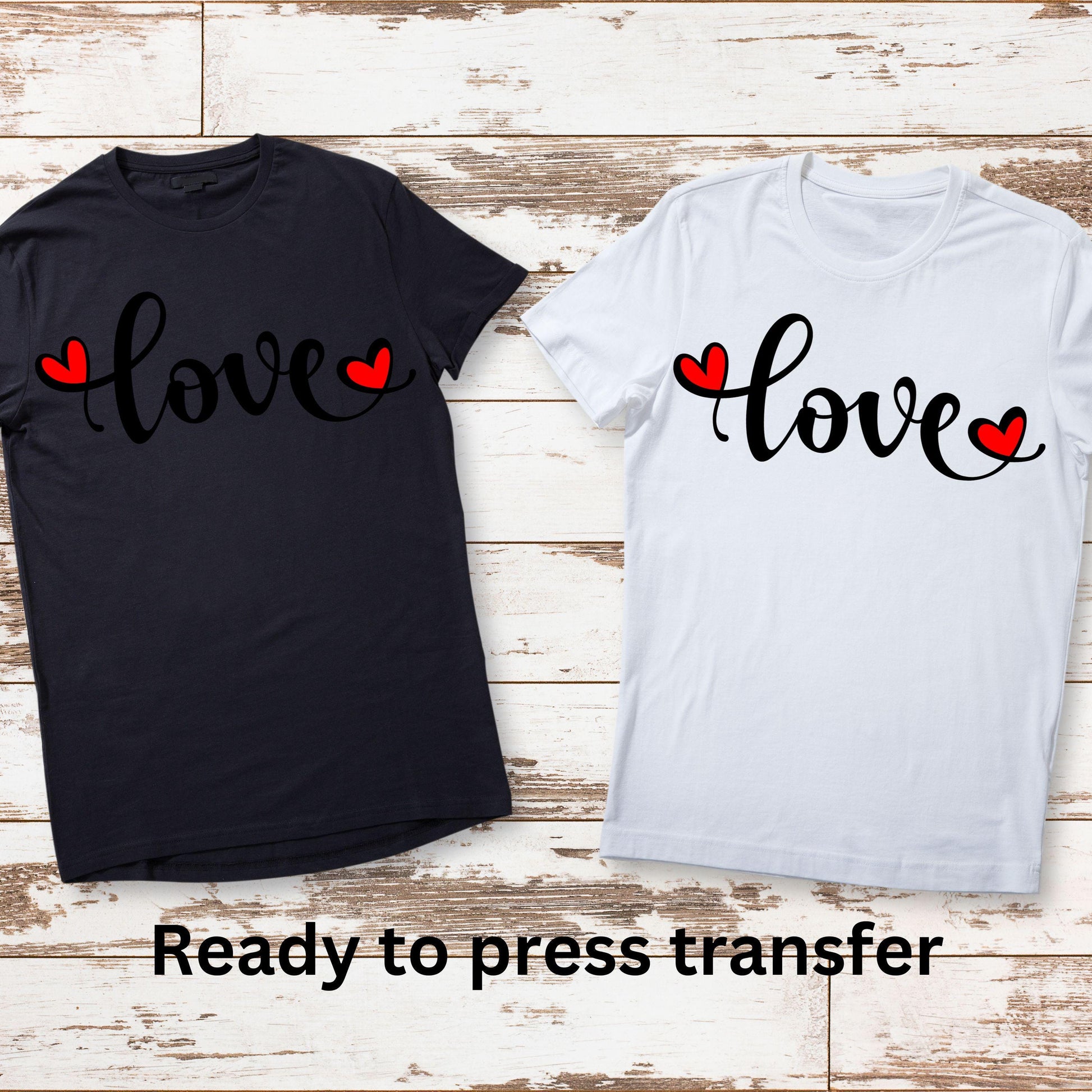 DTF ready to press transfer. Love with red hearts Happy Valentines Day, Direct to film heat press transfer #11261