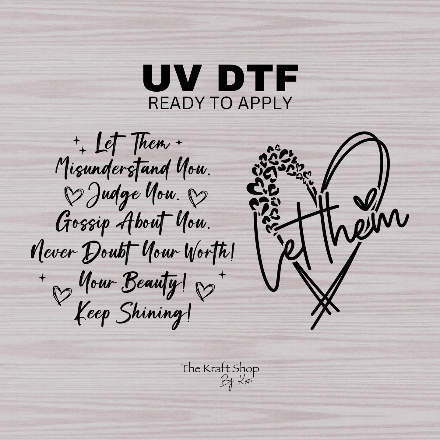 UV DTF Sticker print. Let them poem and leopard heart wrap decal, tumbler decal, permanent sticker. #4374