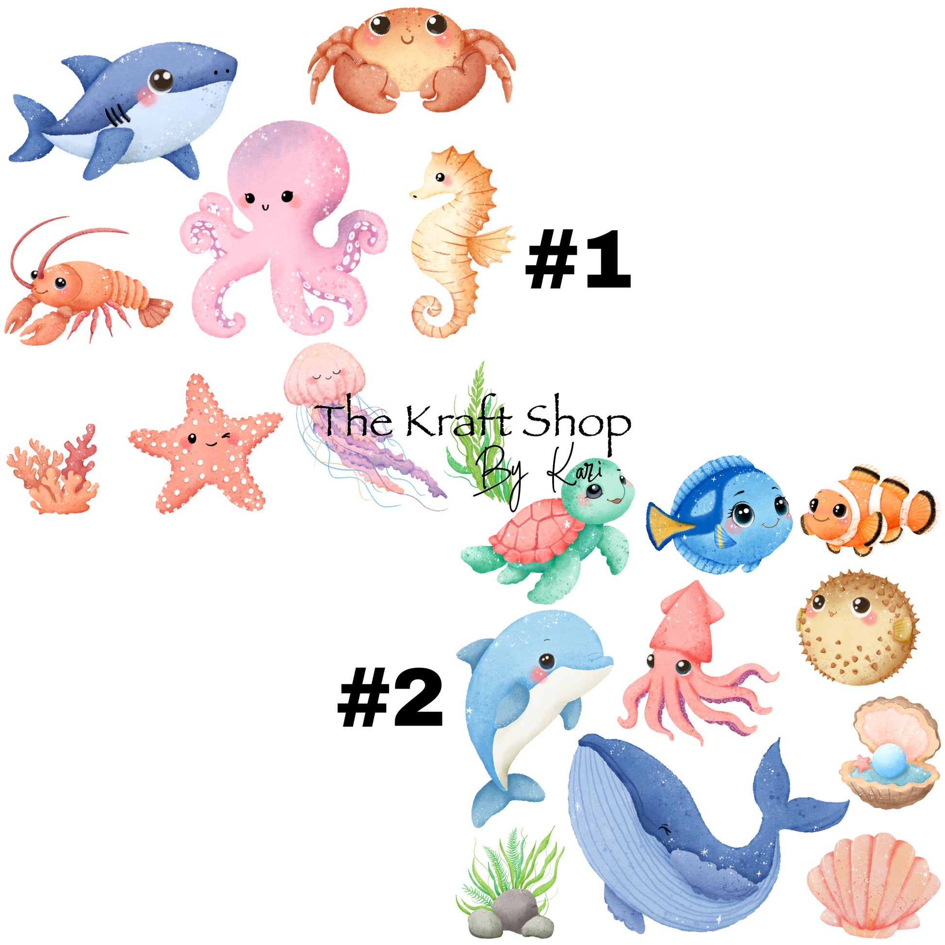 UV DTF Sticker print Ocean friends cute sea creatures Element sheet decal, tumbler decal #10126