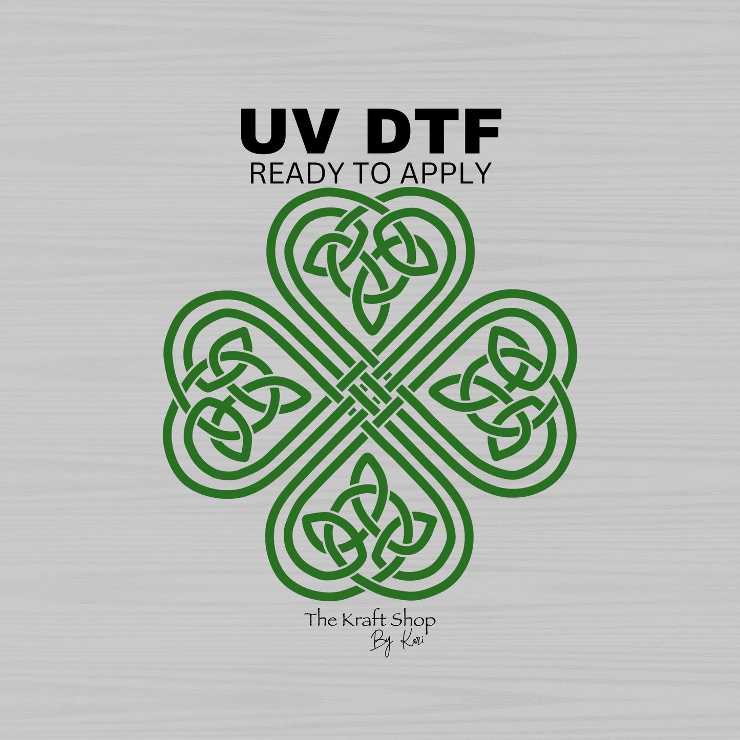 UV DTF Sticker print. Celtic Shamrock four leaf clover St Patrick's Day tumbler decal. #7283