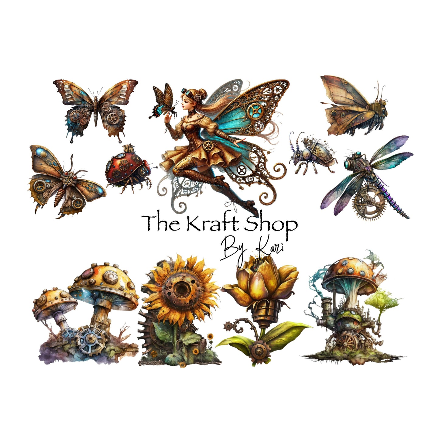 UV DTF 40 oz ready to apply Steampunk Fairy and butterflies wrap. Permanent sticker. UV wrap quencher #3074