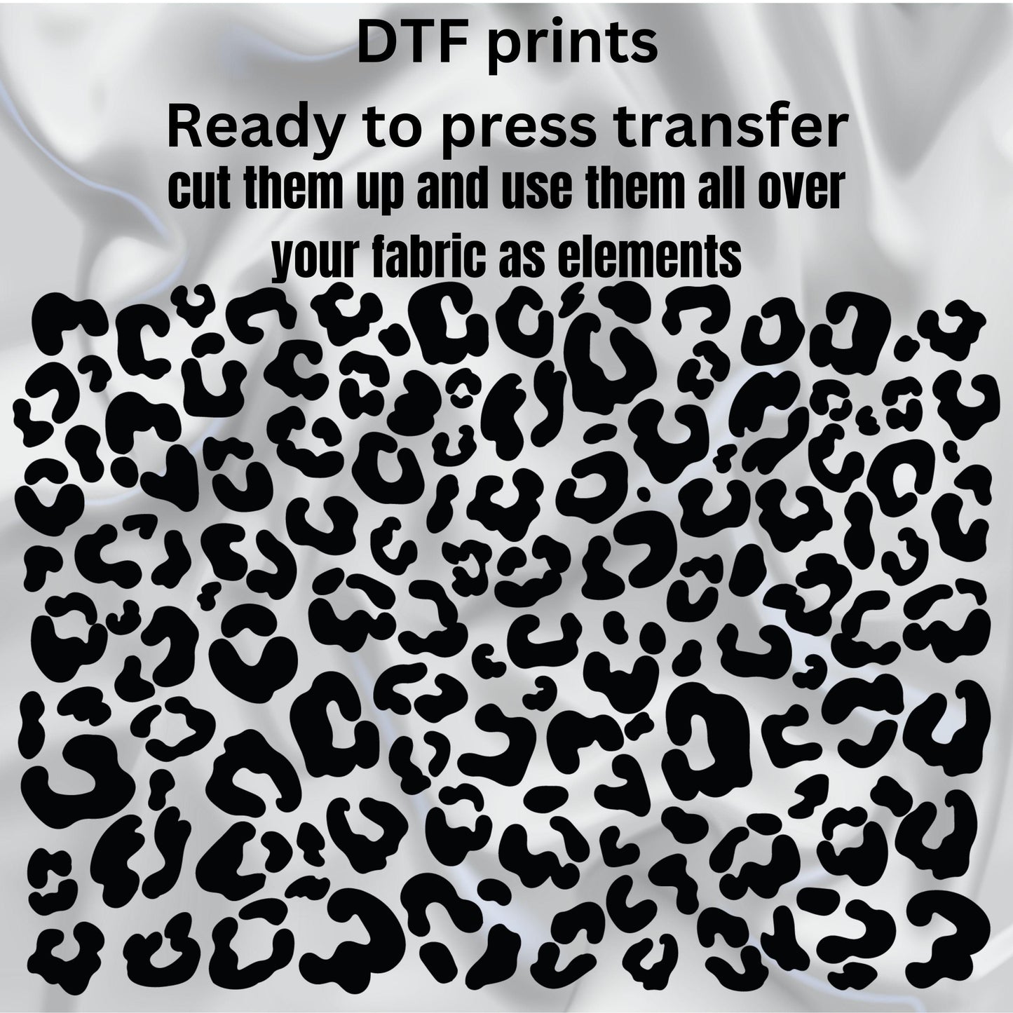 DTF ready to press transfer. Leopard spots element DTF sheet for shirts, Direct to film heat press transfer. #11346