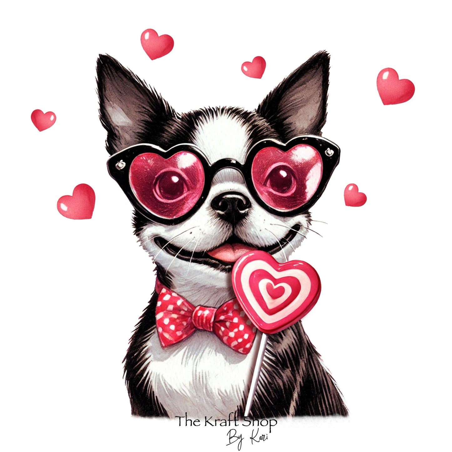 UV DTF Sticker print. Boston Terrier Vday Valentine's Day decal, tumbler decal, permanent sticker. #4356