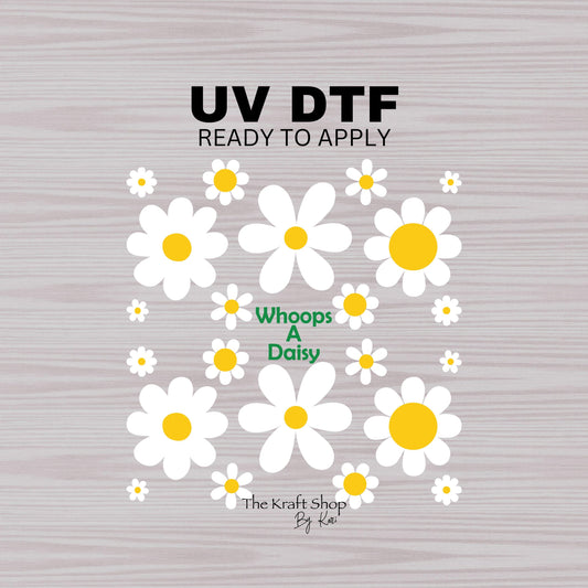 UV DTF Sticker print Whoops a Daisy flower element bundle of decals, tumbler decal. #10140