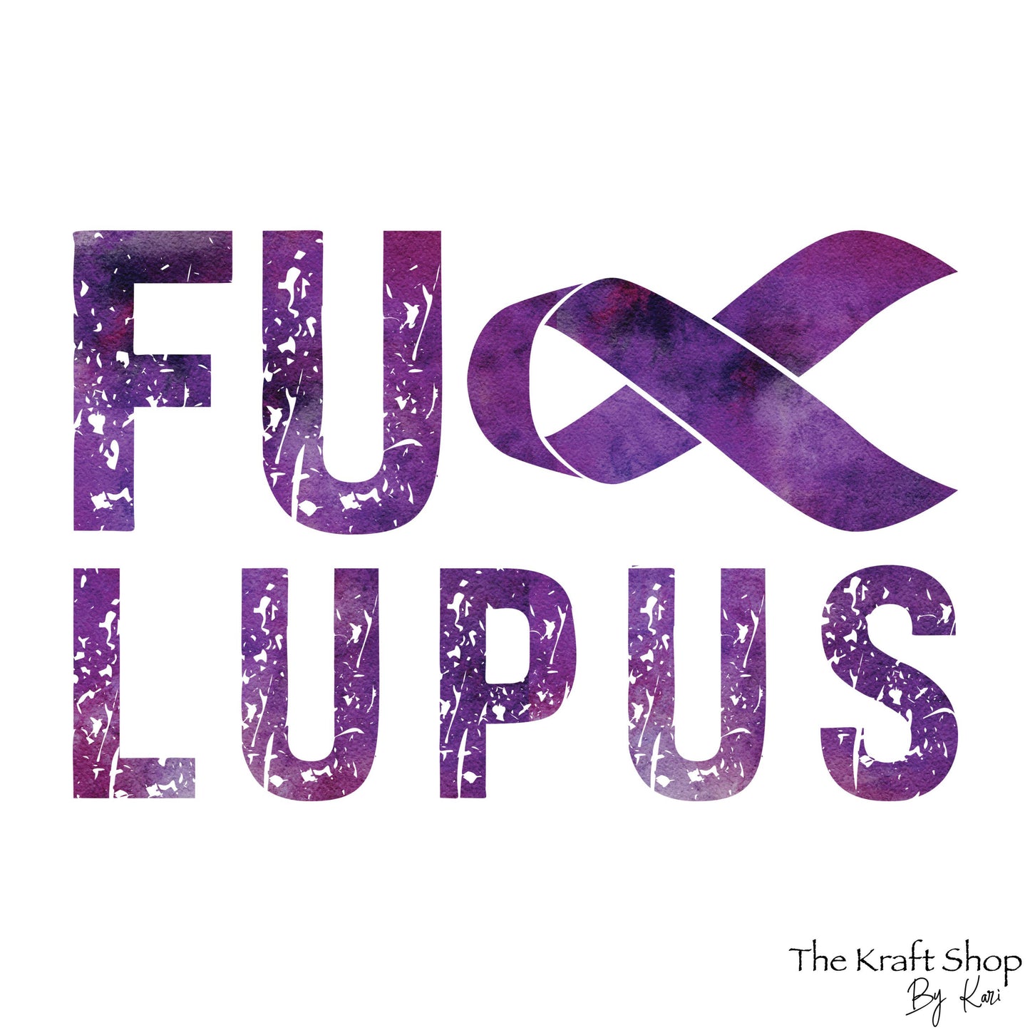 UV DTF Sticker print F*ck Lupus Purple ribbon distressed letters decal, tumbler decal, permanent sticker. #4387