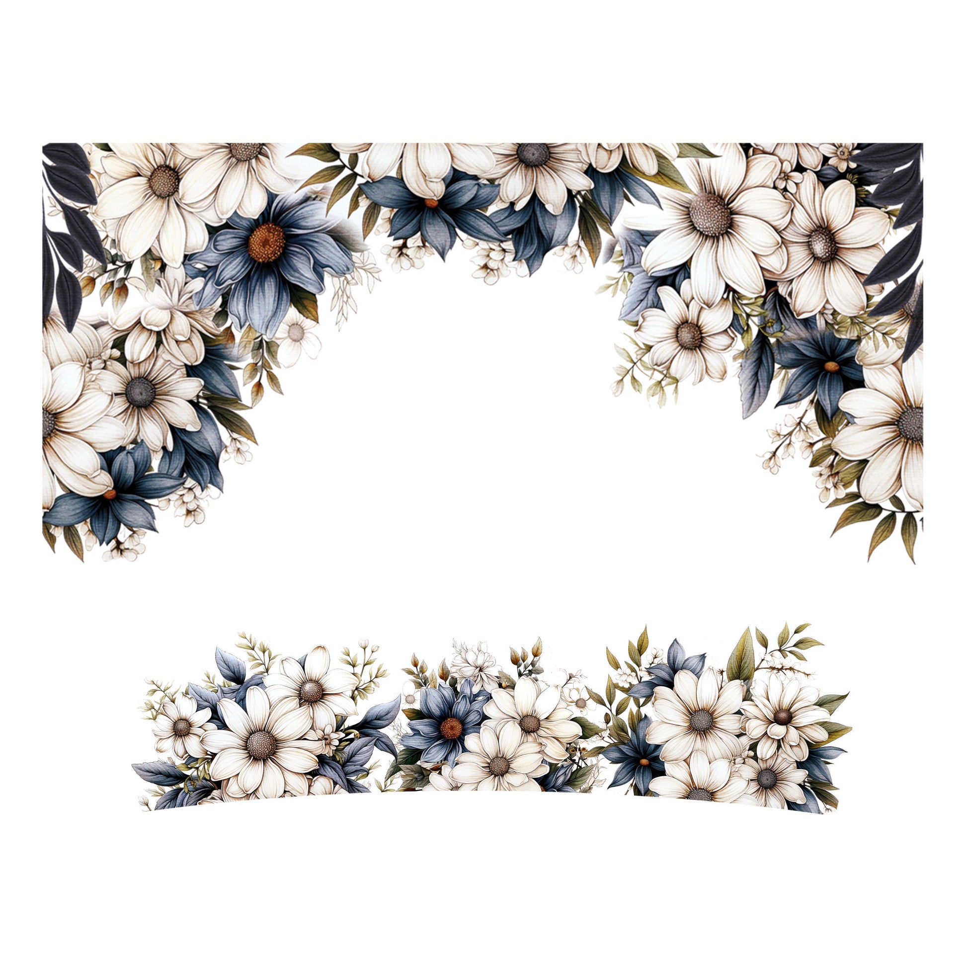 UV DTF 40 oz ready to apply Daisy waterfall border of flowers wrap decal , quencher tumbler decal #3091