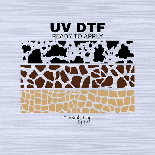 UV DTF Sticker print. Animal spot peekaboo strips 3PK helper tumbler decal. #5268