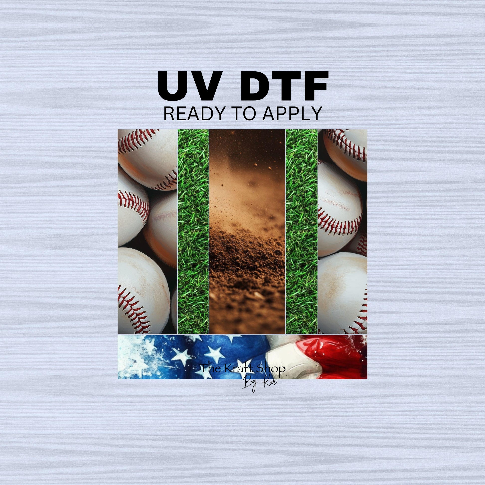 UV DTF Sticker prints. Baseball patriotic with grass and mud bands element sheet bundle decal, permanent sticker. #10221